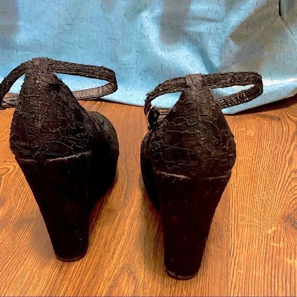 A.CO Black Lace Platform  Wedge Shoes Size 39 - Picture 7 of 8